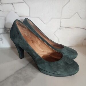 Clarks Indigo Forest Green Suede Platform Pumps Heels 8M 84578